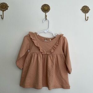 NWT Quincy Mae Dusty Peach Pink Ruffle Dress fall organic cotton baby girls